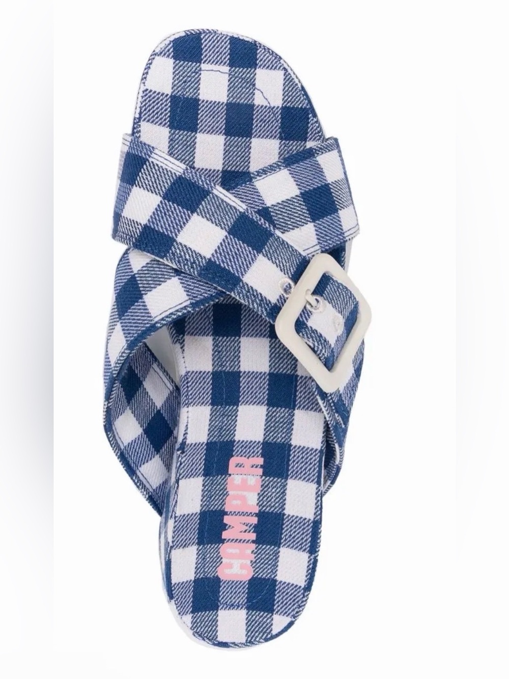 Blue & White Gingham Buckle Slide Sandal size 9